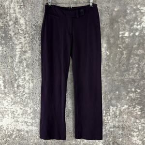 Eileen Fisher Petite Size PP Flat Front Career Minimalist Pants Purple Button Zi